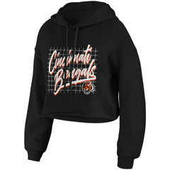 Cincinnati Bengals WEAR by Erin Andrews Women's Domestic Cropped Pullover Hoodie - Black Hoodies