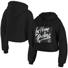 Las Vegas Raiders WEAR by Erin Andrews Women's Domestic Cropped Pullover Hoodie - Black Hoodies