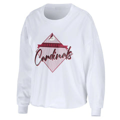 Arizona Cardinals WEAR by Erin Andrews Women's Domestic Cropped Long Sleeve T-Shirt - White T-shirts