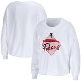 Atlanta Falcons WEAR by Erin Andrews Women's Domestic Cropped Long Sleeve T-Shirt - White T-shirts