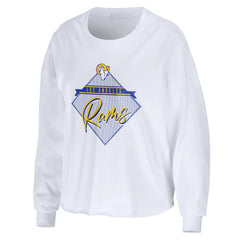 Los Angeles Rams WEAR by Erin Andrews Women's Domestic Cropped Long Sleeve T-Shirt - White T-shirts