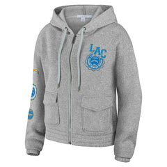 Los Angeles Chargers WEAR by Erin Andrews Women's Full-Zip Hoodie - Heather Gray Hoodies