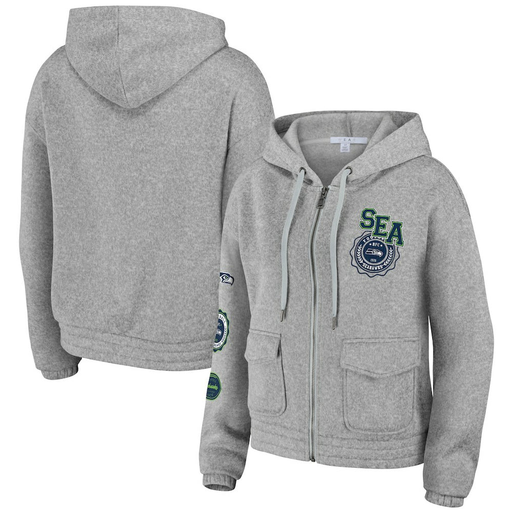Seattle Seahawks WEAR by Erin Andrews Women's Full-Zip Hoodie - Heather Gray Hoodies