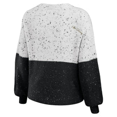 New Orleans Saints WEAR by Erin Andrews Women's Lighweight Modest Crop Color-Block Pullover Sweater - White/Black Pullover