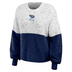 Tennessee Titans WEAR by Erin Andrews Women's Lighweight Modest Crop Color-Block Pullover Sweater - White/Navy Pullover