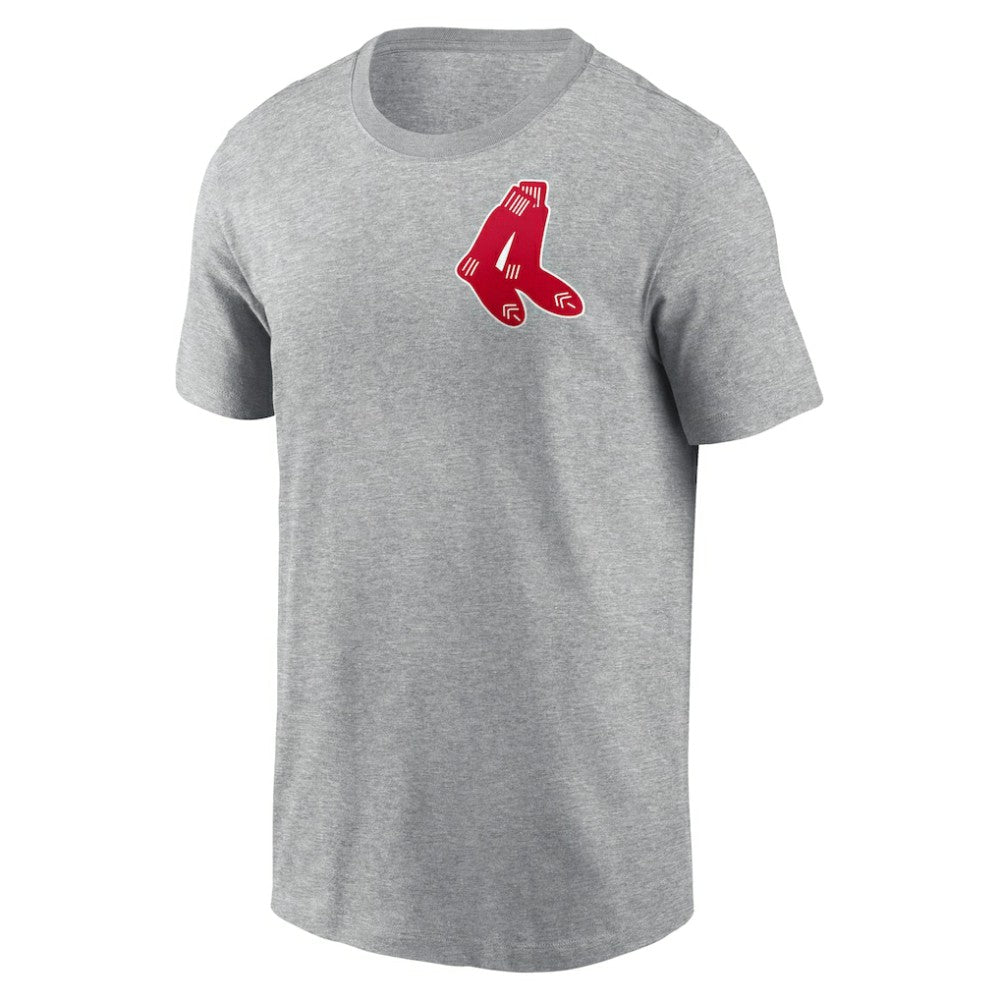 Boston Red Sox Nike Cooperstown Collection Large Logo 2-Hit T-Shirt - Heather Gray T-shirts