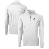 Atlanta Braves Cutter & Buck Adapt Eco Knit Stretch Recycled Quarter-Zip Pullover Top - White Pullover