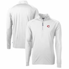 Cincinnati Reds Cutter & Buck Adapt Eco Knit Stretch Recycled Quarter-Zip Pullover Top - White Pullover