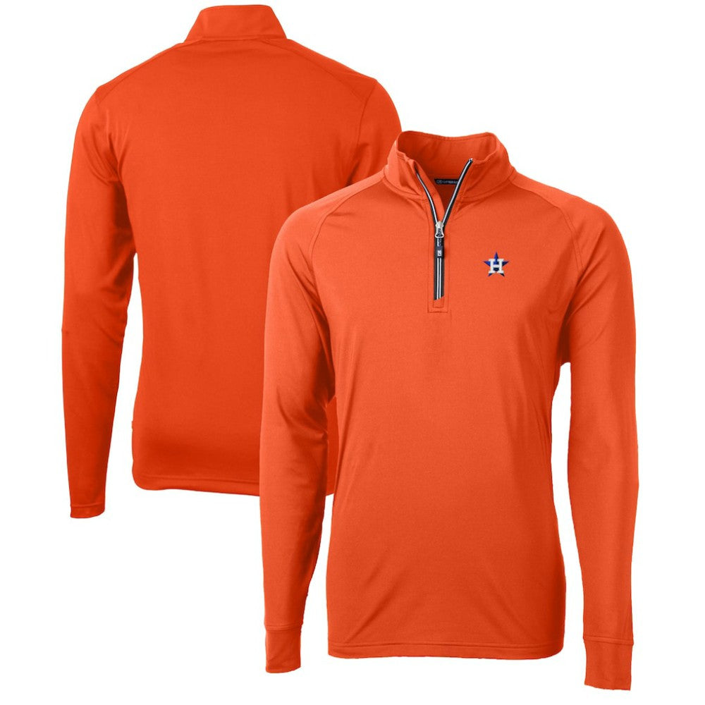 Houston Astros Cutter & Buck Adapt Eco Knit Stretch Recycled Quarter-Zip Pullover Top - Orange Pullover