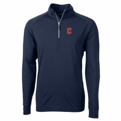 Cleveland Guardians Cutter & Buck Adapt Eco Knit Stretch Recycled Quarter-Zip Pullover Top - Navy Pullover