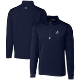Atlanta Braves Cutter & Buck Traverse Stretch Quarter-Zip Pullover Top - Navy Pullover