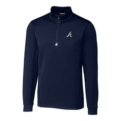 Atlanta Braves Cutter & Buck Traverse Stretch Quarter-Zip Pullover Top - Navy Pullover