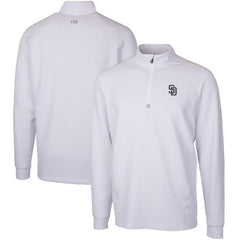 San Diego Padres Cutter & Buck Traverse Stretch Quarter-Zip Pullover Top - White Pullover