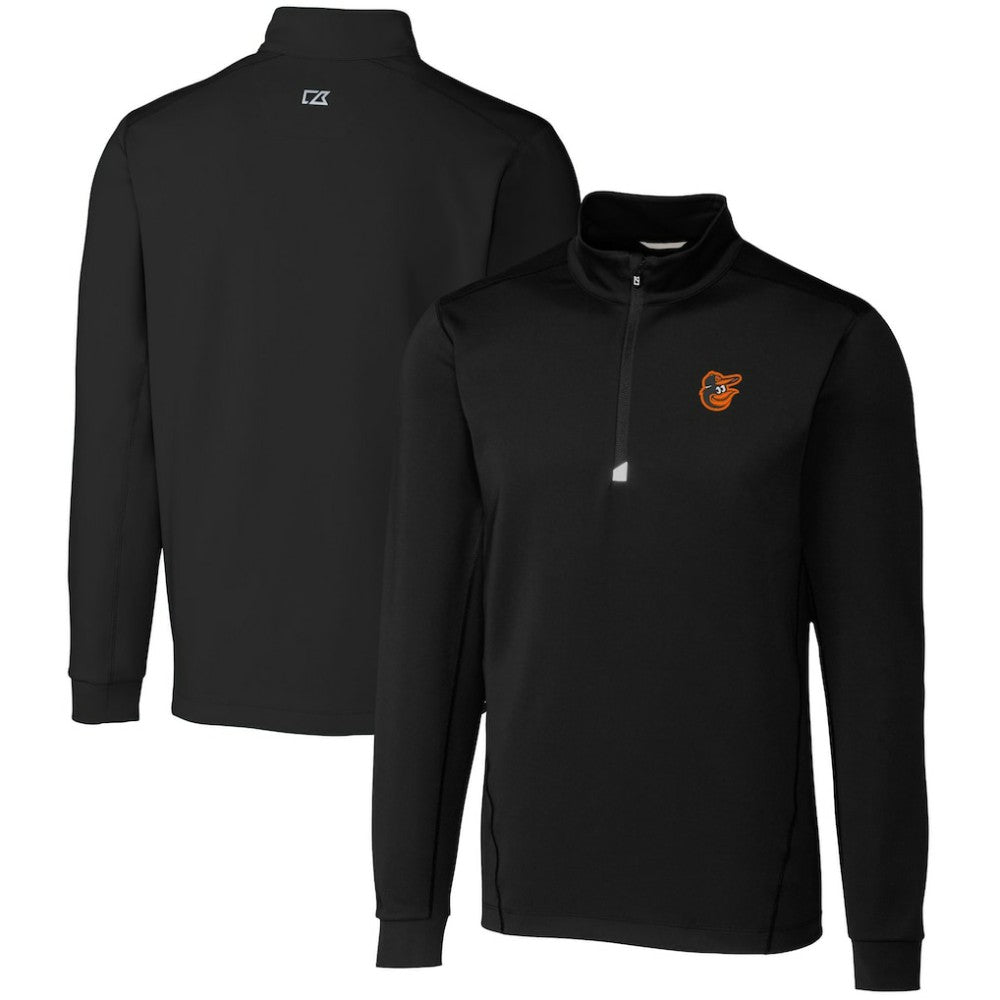 Baltimore Orioles Cutter & Buck Traverse Stretch Quarter-Zip Pullover Top - Black Pullover