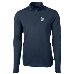 Detroit Tigers Cutter & Buck Virtue Eco Pique Recycled Quarter-Zip Pullover Top - Navy Pullover