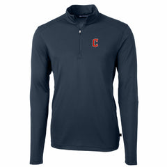 Cleveland Guardians Cutter & Buck Virtue Eco Pique Recycled Quarter-Zip Pullover Top - Navy Pullover