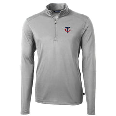 Minnesota Twins Cutter & Buck Virtue Eco Pique Recycled Quarter-Zip Pullover Top - Gray Pullover