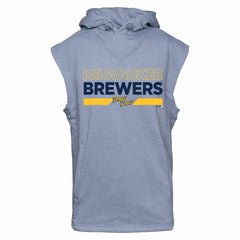 Milwaukee Brewers Levelwear City Connect Throttle No Hitter Hoodie Sleeveless T-Shirt - Gray Hoodies