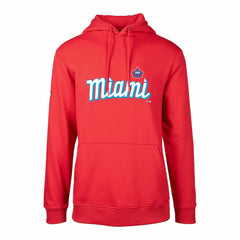 Miami Marlins Levelwear City Connect Podium Core Logo Pullover Hoodie - Red Hoodies