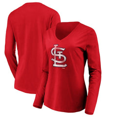 St. Louis Cardinals Women's Team Long Sleeve V-Neck T-Shirt - Red T-shirts