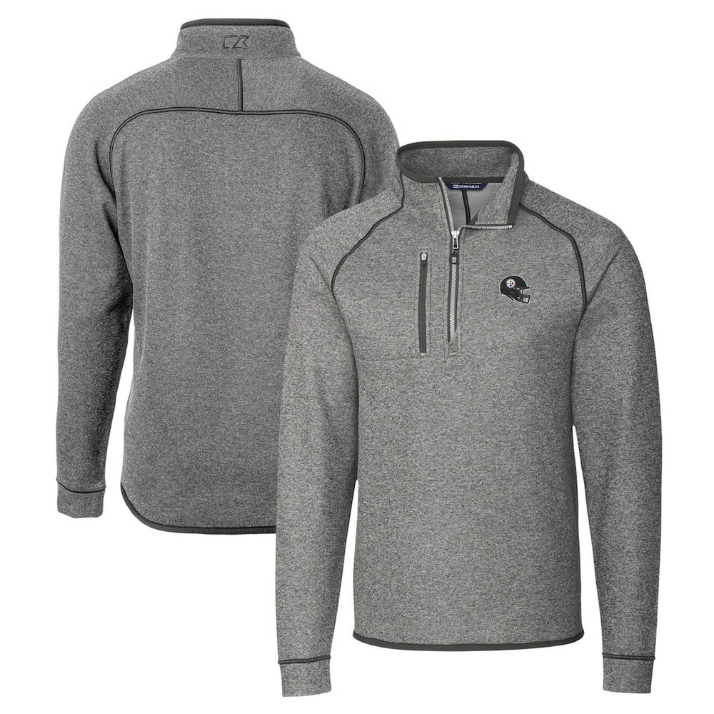 Pittsburgh Steelers Cutter & Buck Helmet Mainsail Sweater-Knit Half-Zip Pullover Jacket - Silver Pullover