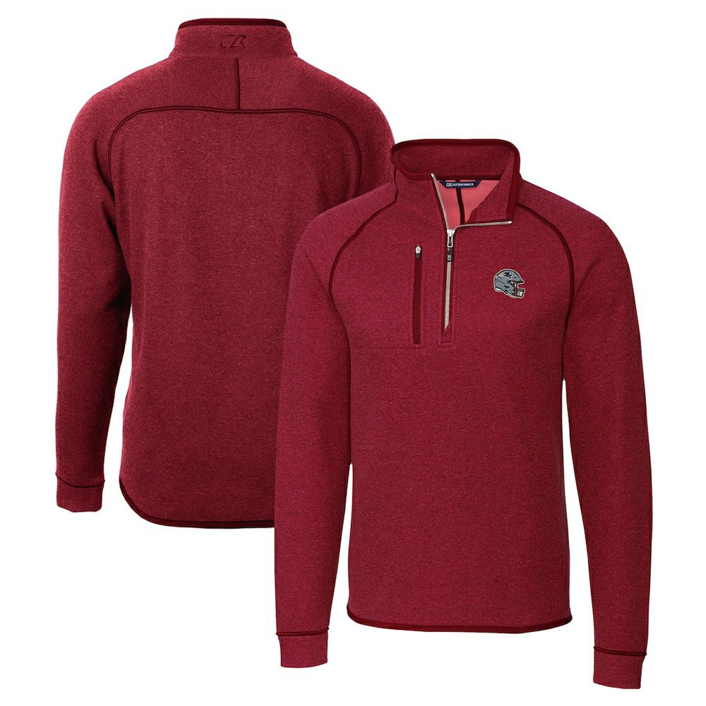 New England Patriots Cutter & Buck Helmet Mainsail Sweater-Knit Half-Zip Pullover Jacket - Red Pullover