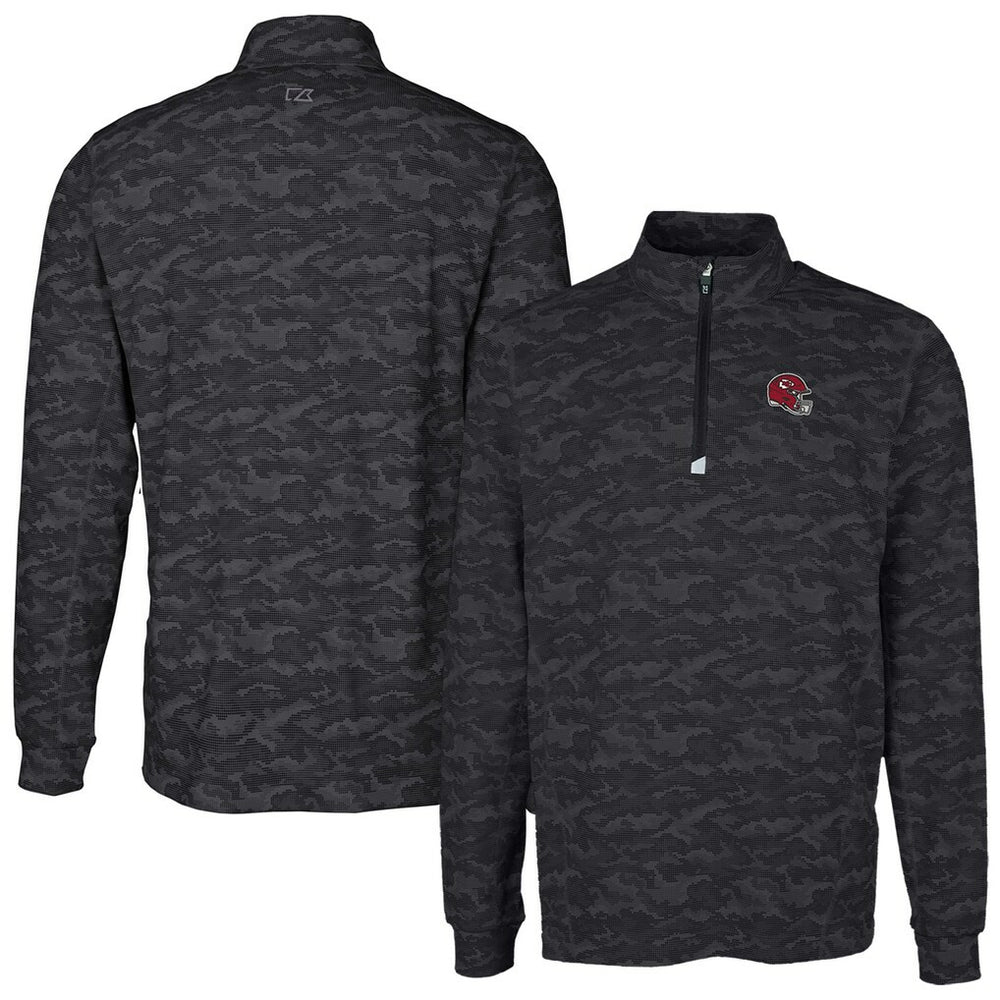 Kansas City Chiefs Cutter & Buck Helmet Traverse Camo Print Stretch Quarter-Zip Pullover Top - Black Pullover