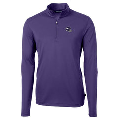 Minnesota Vikings Cutter & Buck Helmet Virtue Eco Pique Recycled Quarter-Zip Pullover Top - Purple Pullover