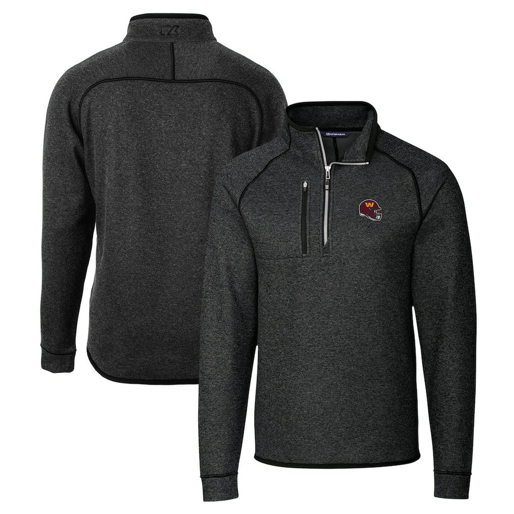 Washington Commanders Cutter & Buck Helmet Mainsail Sweater-Knit Half-Zip Pullover Jacket - Charcoal Pullover