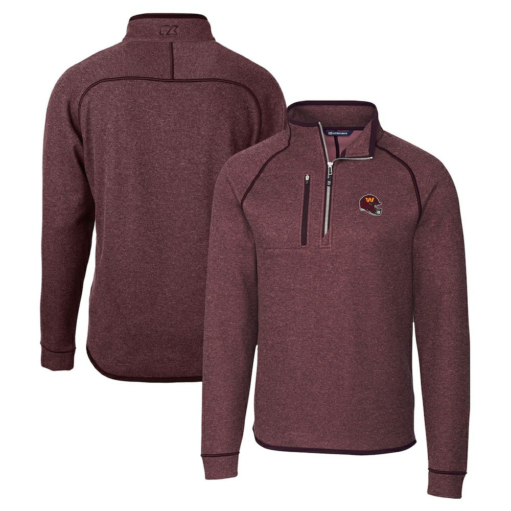 Washington Commanders Cutter & Buck Helmet Mainsail Sweater-Knit Half-Zip Pullover Jacket - Burgundy Pullover