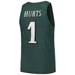 Jalen Hurts Philadelphia Eagles Majestic Threads Name & Number Tri-Blend Tank Top - Green Tops