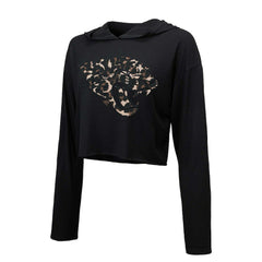 Trevor Lawrence Jacksonville Jaguars Majestic Threads Women's Leopard Player Name & Number Long Sleeve Cropped Hoodie - Black Hoodies