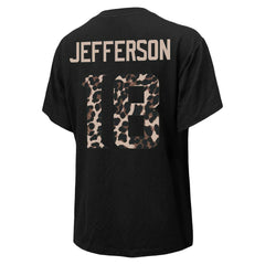 Justin Jefferson Minnesota Vikings Majestic Threads Women's Leopard Player Name & Number T-Shirt - Black T-shirts