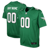 Philadelphia Eagles Youth Alternate Custom Game Jersey - Kelly Green Jerseys