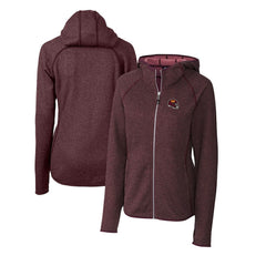 Washington Commanders Cutter & Buck Women's Helmet Logo Mainsail Sweater-Knit Full-Zip Hoodie - Burgundy Hoodies
