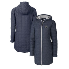 Denver Broncos Cutter & Buck Women's Helmet Logo Rainier Primaloft Eco Insulated Hooded Long Coat - Heather Navy