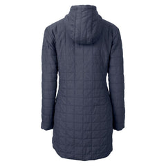Denver Broncos Cutter & Buck Women's Helmet Logo Rainier Primaloft Eco Insulated Hooded Long Coat - Heather Navy