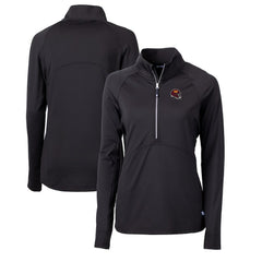 Washington Commanders Cutter & Buck Women's Helmet Logo Adapt Eco Knit Stretch Recycled Half-Zip Pullover Top - Black Pullover