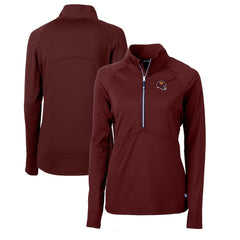 Washington Commanders Cutter & Buck Women's Helmet Logo Adapt Eco Knit Stretch Recycled Half-Zip Pullover Top - Burgundy Pullover