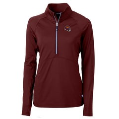 Washington Commanders Cutter & Buck Women's Helmet Logo Adapt Eco Knit Stretch Recycled Half-Zip Pullover Top - Burgundy Pullover