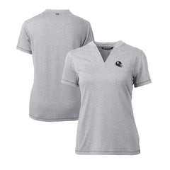 Pittsburgh Steelers Cutter & Buck Women's Helmet Logo DryTec Forge Stretch V-Neck Blade Top - Heather Gray Tops