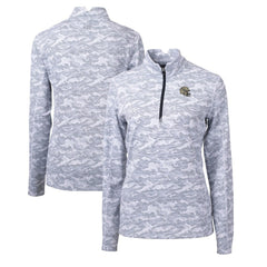 New Orleans Saints Cutter & Buck Women's Helmet Logo Traverse Camo Print Stretch Quarter-Zip Pullover Top - Charcoal Pullover