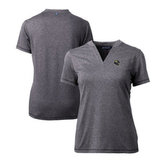 Jacksonville Jaguars Cutter & Buck Women's Helmet Logo DryTec Forge Stretch V-Neck Blade Top - Heather Charcoal Tops