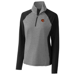Cincinnati Bengals Cutter & Buck Women's Helmet Logo DryTec Forge Tonal Stripe Stretch Half-Zip Top - Black Tops