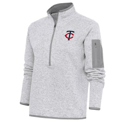 Minnesota Twins Antigua Women's Fortune Quarter-Zip Pullover Jacket - Heather Gray Jackets