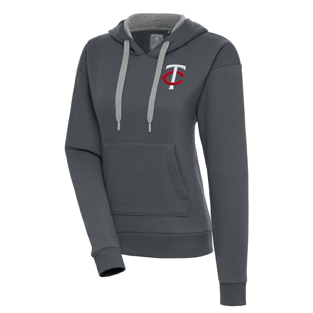 Minnesota Twins Antigua Women's Victory Pullover Hoodie - Charcoal Hoodies