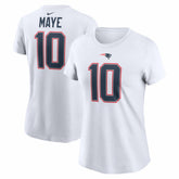Drake Maye New England Patriots Women's Player Name & Number T-Shirt - White T-shirts