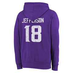 Justin Jefferson Minnesota Vikings Majestic Threads Name & Number Tri-Blend Pullover Hoodie - Purple Hoodies