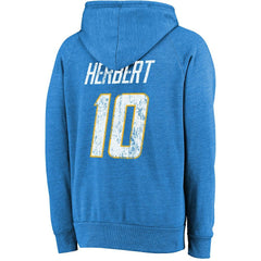 Justin Herbert Los Angeles Chargers Majestic Threads Name & Number Tri-Blend Pullover Hoodie - Powder Blue Hoodies