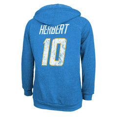 Justin Herbert Los Angeles Chargers Majestic Threads Women's Name & Number Tri-Blend Pullover Hoodie - Powder Blue Hoodies